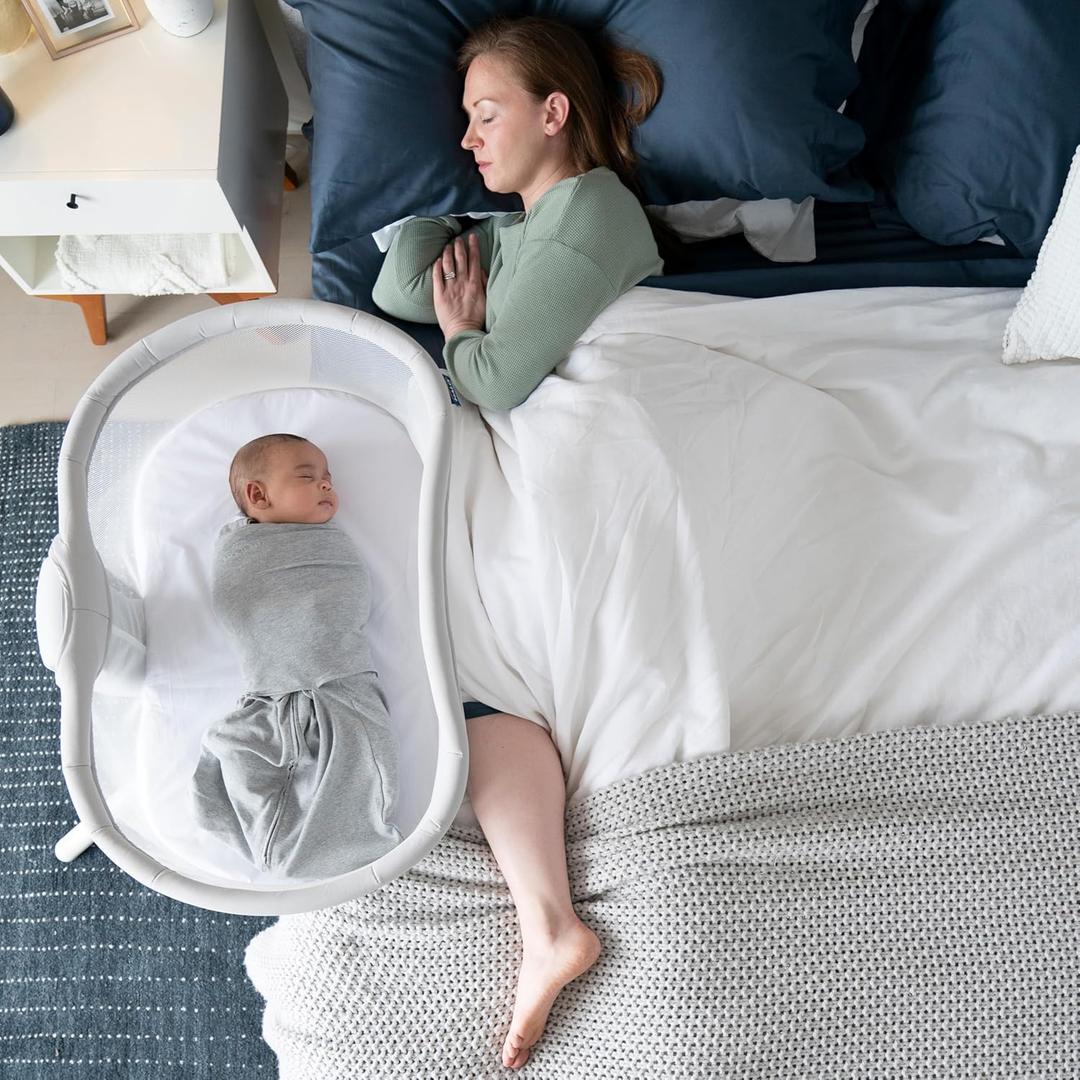 HALO BassiNest Swivel Sleeper 3.0  Over-Bed Baby Bassinet with 360 Rotation, Adjustable Height, Breathable Mesh, Safe Close Sleeping, Lowering Wall for Easy Access, Feeding & C-Section Recovery