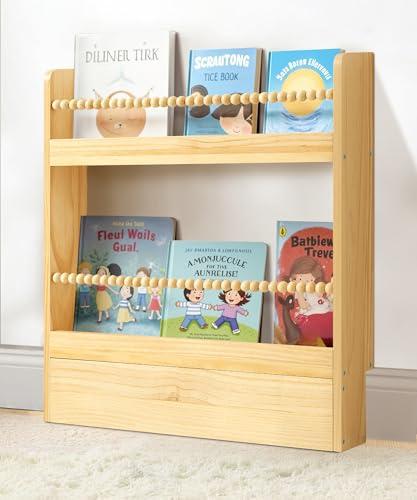 SUMGAR Kids Bookshelf for Kids Rooms Nursery Book Shelves Toddler Baby Montessori Small Bookcase for Bedroom Reading Nook Childrens Wooden Book Storage Organizer Rack for Girls Boys Daycare 2 Tier
