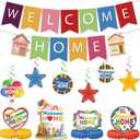 Welcome Home Decorations Welcome Home Banner with Stars Hanging Swirl Streamers Honeycomb Ornaments Cake Topper Welcome Back Decorations