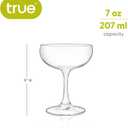 True Coupe Glass, Martini Glasses for Cocktail Party, Perfect for Espresso Martini, Manhattan, Champagne, Elegant 7 oz Glassware for Home Bars, Wedding Gifts, Margarita Glasses Set of 4
