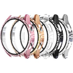 Simpeak 5-Pack Screen Protector Compatible with Samsung Galaxy Watch 4 (40mm) Smartwatch Only, Bling Hard PC Case Built-in Glass Screen Protector, Women Men Gold/Pink/Black/Silver/Clear