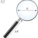 Deluxe Products Classic Handheld Magnifying Glass - Portable Compact Design for Travel, and 3" Glass Lens with 3X Magnification for Reading Small Print, and Hobbyists, Black, (SON-DP-8119)