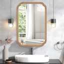HOMECOOKIN Wood Bathroom Mirrors for Wall Mounted, 24" x 36" Rustic Wood Frame Wall Mirrors Decorative for Living Room or Bedroom Vanity Mirror (DH) A