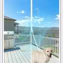 MAGZO Magnetic Screen Door Fit Door Size 60 x 80 Inch, Screen Size 62" x 81" Reinforced Middle Opening Mesh Sturdy Polyester Curtain for Doors-White