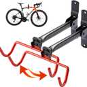 PHUNAYA Wall Mount Bike Rack,Bike Hanger Horizontal,Bicycle Holder Heavy Duty,Garage Bike Storage,Garage Organization Bicycle Hook with Rubber,Foldable and Adjustable Angle(2 pack)