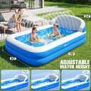 FizZeal Kiddies Pool,Inflatable Pool with Sprinkler,Inflatable Pools with Big Backrest for Toddlers,Rectangle Kids Pool Backyard,Kids Swimming Pool,Small Inflatable Pool, Outdoor Water Pool for Kids