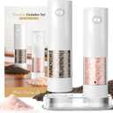 Electric Salt and Pepper Grinder Set - Rechargeable Automatic Salt and Pepper Shakers, Kitchen Appliances with External Adjustable Coarseness, Larger Hopper for Cooking, Home Gifts(2 Pack,White/White)