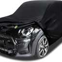 6 Layers Car Cover Waterproof All Weather for Automobiles, Size A1 Universal Fit for Nissan Versa, Kia Rio, Hyundai Accent, Audi TT, Porsche 718, BMW Z4, etc (UP to 177 inch) (Black)