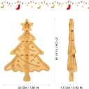 Healifty Christmas Tree Shaped Serving Platter 10.62X7.87X0.59In Bamboo Appetizer Tray for Holiday Party Snack Dessert Cheese Charcuterie Board