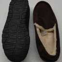 Lulex Moccasins for Men House Slippers Indoor Outdoor Plush Mens Bedroom Shoes with Hard Sole (11, Brown)