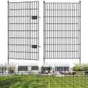 10 Panels No Dig Decorative Outdoor Garden Fence with Gate for Yard, 48 in(H) X 26.25ft(L) Animal Barrier Fencing Rustproof Metal Wire Panel Border for Dog, Rabbits, and Patio Temporary Ground Stakes