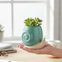 Abbott Collection Stoneware Snail Planter - Small (5" H, 3" Opening)