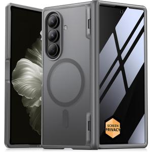 MOBOSI Magnetic for Z Fold 7 Case with Privacy Screen Protector, Samsung Galaxy Z Fold7 Cover[Compatible with Magsafe & Full Body Hinge Protection] Shockproof Phone Cases for zfold 7, Gray