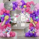 Birthday Decorations 173pcs Pink Purple Balloon Arch Kit With Star Heart Disco Ball Music Note Balloons For Friendship Kraoke Songstar Fans Birthday Bachelorette Prom Party Decor