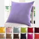 Set of 2 TangDepot Handmade Decorative Solid 100% Cotton Canvas Throw Pillow Covers/Pillow Shams, (18"x18", Light Purple Lavende)