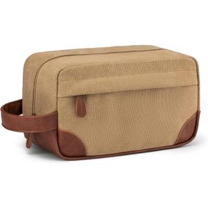 Vorspack Travel Toiletry Bag - Hanging Toiletry Bag for Men Water Resistant Canvas Shaving Bag with Large Capacity for Travel - Brown (Medium)