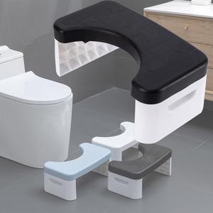 Folding Toilet Stool - Bathroom Potty Step for All Ages | Foldable Foot Stool for Improved Sitting Posture | Bathroom Accessories, Black