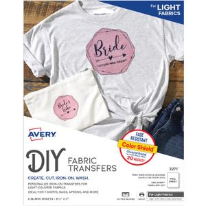 Avery Printable Heat Transfer Paper for Light Fabrics, 8.5" x 11", Inkjet Printer, 6 Iron On Transfers (3271)