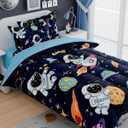 SANDJEST Astronaut Bedding Sets for Boys, Ultra Soft Microfiber Comforter Set with 3-Pieces, Comforters Sets for Kids Children Boy Bedroom Decor, Twin