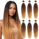 Ombre Braiding Hair 24 Inch Pre Stretched Braiding Hair Professional Hair Extensions 6 Packs 100% Kanekalon Synthetic Crochet Hair Braids Yaki Texture Hair Braiding (24Inch,T1B/30/27#).