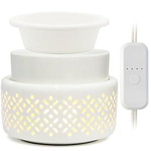Cearmic Wax Melt Warmer - 7 Colors Changing LED Light Candle Wax Warmer for Scented Wax, Electric Fragrance Wax Melter for Home, Office, Bedroom Decor, and Gifts