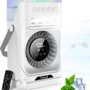 Portable Air Conditioner Fan, 10000 mAh Rechargeable Desk Fan, 900ML Misting Fan with 3 Spray Levels, 120° Rotation, 10 Wind Speeds & 7-Color Light Personal Cooling Fan for Home, Office, Camping