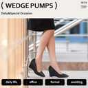 IDIFU Black Wedges for Women - Closed Toe Wedge Pumps with Low Heel, Pointed Toe - Work Office Formal Business Dress Shoes - Cute, Casual, Dressy, Comfortable, Trendy - Wedge Pumps (Black Pu, 8)