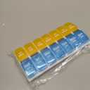 EZY DOSE Weekly AM/PM Pill Organizer, 7-Day Vitamin and Medication Box with Large Pop-Out Compartments, 2 Times a Day Pill Holder for Easy Dosing, Yellow and Blue Lids, Travel-Friendly Design