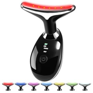 JURP 7-in-1 Red-Light-Therapy-for-Face and Neck, Face Neck Massager for Daily Skin Care Routine, Skin Care Tool (7 Color Black)