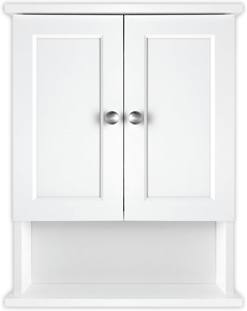 MCS 23x18 White Medicine Cabinet Organizer, Wall Mounted 2-Door Bathroom Cabinet for Over-The-Toilet Storage, Bathroom Furniture & Restroom Organizer