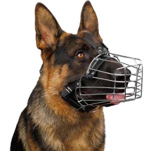 BRONZEDOG Wire Dog Muzzle German Shepherd for Medium Large Dogs Adjustable Durable Metal Basket for Biting Chewing Barking (L)
