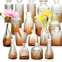 Brajttt Glass Bud Vase Set of 18,Small Glass Vintage Vases for Flowers,Amber Bud Vases in Bulk for Rustic Wedding Decor,Table Centerpieces,Decor Centerpiece for Bathroom