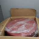 HomePop Round Leatherette Storage Ottoman with Lid, Cinnamon Red Large