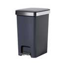 Rectangular Kitchen Step Trash Can with Soft-Close Lid, Gray Plastic Slim with Foot Pedal  Waste Baskets with Lids 4 Gallons, Step-On for Bathroom, Small Trash Can with Lids