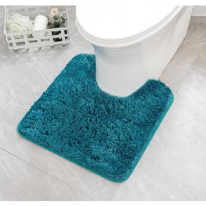 MIULEE Teal Toilet Rugs U-Shaped，Soft Absorbent Microfiber Bathroom Rugs Non Slip Quick Dry Fluffy Contour Bath Mats for Toilet Base Bathroom Floor, Machine Washable, 20x20 Inch