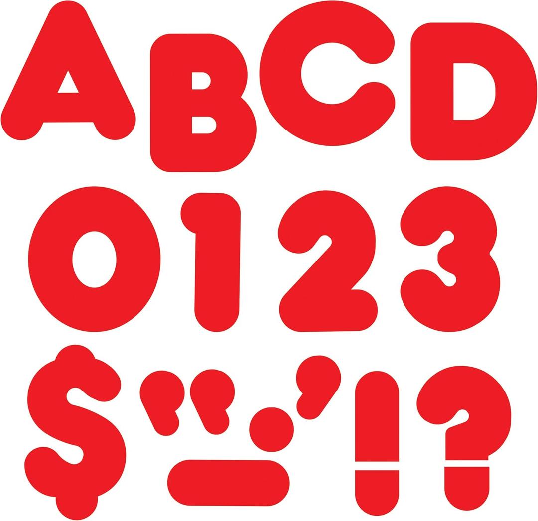 Red 4-Inch Casual Uppercase Ready Letters
