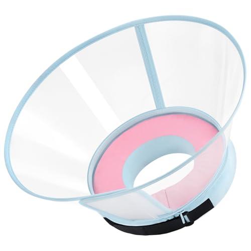 Sponge Core Dog Cone, Inflatable Dog Cone Collar Alternative, Dogs Donut Collar After Surgery, Soft Cone for Large Medium Small Dogs to Stop Licking, No Inflation Required, Clear View(Size 8, Pink)