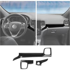 RT-TCZ Center Console Dashboard Panel Cover Trim Decor Interior Accessories for Jeep Grand Cherokee 2011-2020 (Black Carbon Fiber)