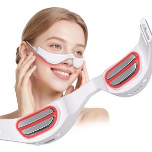 Under-Eye Red Light Therapy Glasses, Rechargeable Therapy Device Microcurrent Eye Massager, Botanique Paris Eyes Bag Remover for Dark Circles, Eye Bags & Wrinkles (White)