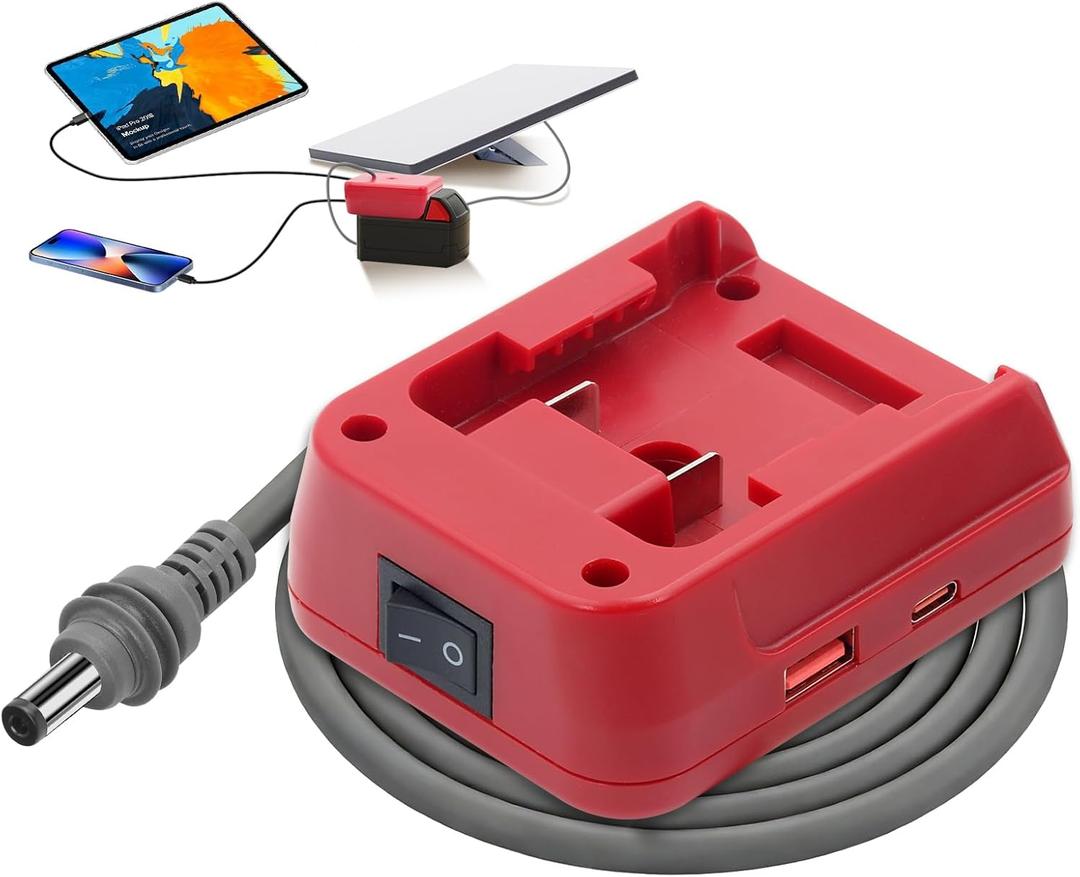 Starlink Mini Battery Adapter Compatible with Milwaukee M18, [Low Voltage Cutoff Protection] 5FT Starlink Mini Power Cable for 18V Battery, 18AWG Battery Adapter DC Power Cable (Red)