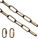Helunsi Lighting Chain, 6 Feet Gold Bronze Light Fixture Chain, Metal Chandelier Chain Extension with Connection Link Lock, Heavy Duty Hanging Chain Lamp Fixture Pendant Ceiling Decorative Kit - 6'