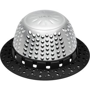 LEKEYE Shower Drain Hair Catcher/Bathtub Drain Cover/Drain Protector for Pop-Up & Regular Drains(Black)