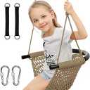 Hand-Knitting Toddler Swing, Swing Seat for Kids with Adjustable Ropes, Little tikes Swings Set, for Outdoor Indoor, Playground, Backyard (Light Brown)