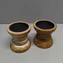 Candle Holder for Pillar Candle Set of 3, Farmhouse Wood Candle Holder, Rustic Wooden Candle Stand, Vintage Small Wooden Candlestick HoldersDecorative for Living Room, Table Centerpiece (Brown)