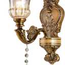 Matte Brass Vintage Wall Mount Lamp OTTOSON Antique Floral Wall Sconce Light 1 Lights with Beveled Crystal Shade for Living Room Bedroom Corridor
