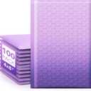 Fuxury Opaque 4x8 Bubble Mailer 100 Pack,Gradient Purple Cute Design Bubble Envelopes,Strong Adhesion Pattern Padded Mailing Envelopes for Shipping Jewelry,Makeup #000 Thick Bubble Padded Mailer