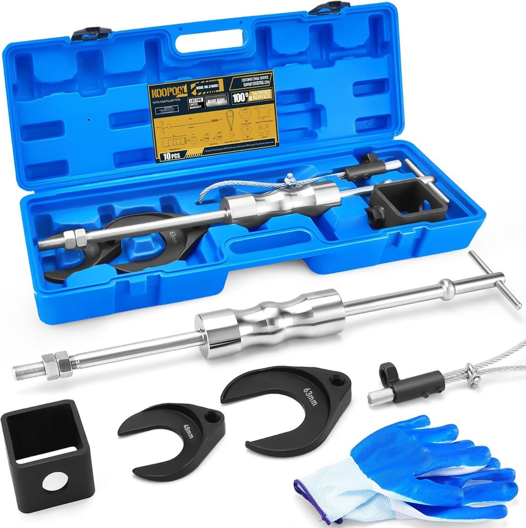 10-Piece Heavy Duty CV Axle Puller Tool Set: Slide Hammer, 2" & 2.5" Forks for Effortless CV Joint Removal