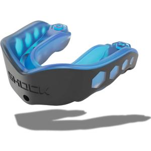 Shock Doctor Mouth Guard Sports, Hockey, Lacrosse, Baseball, Wrestling Moutguard, Gel Max Heavy Duty Protection & Custom Fit, Football Mouth Guard with Strap, Adult & Youth Mouthguard (Blue/Black)