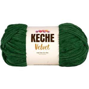 Keche Velvet Yarn for Crocheting, Soft Chenille Bulky Baby Blanket Amigurumi Yarn 100 gr (132 yds) - Green