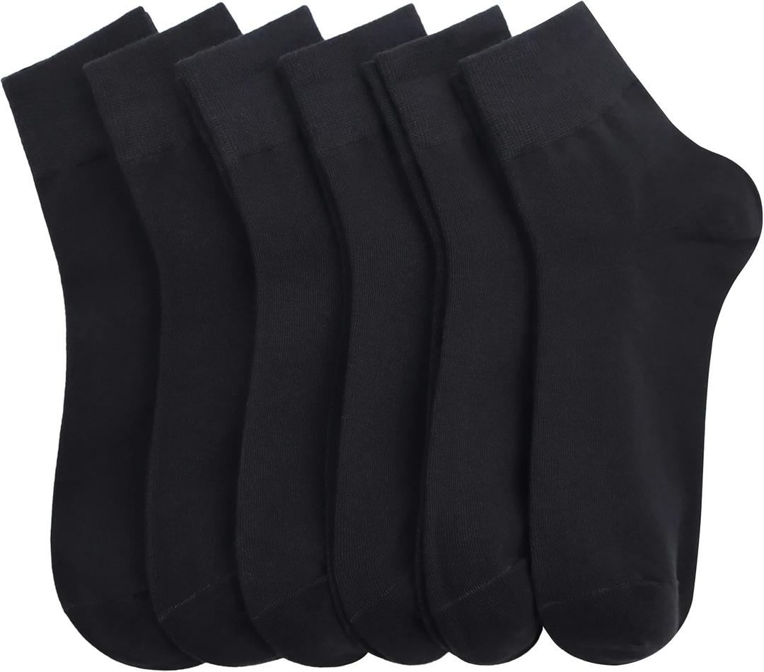 Women's Cotton Socks, Soft Thin Breathable Moisture Wicking Ankle Crew Casual Socks 6 Pairs (4-8, Black)